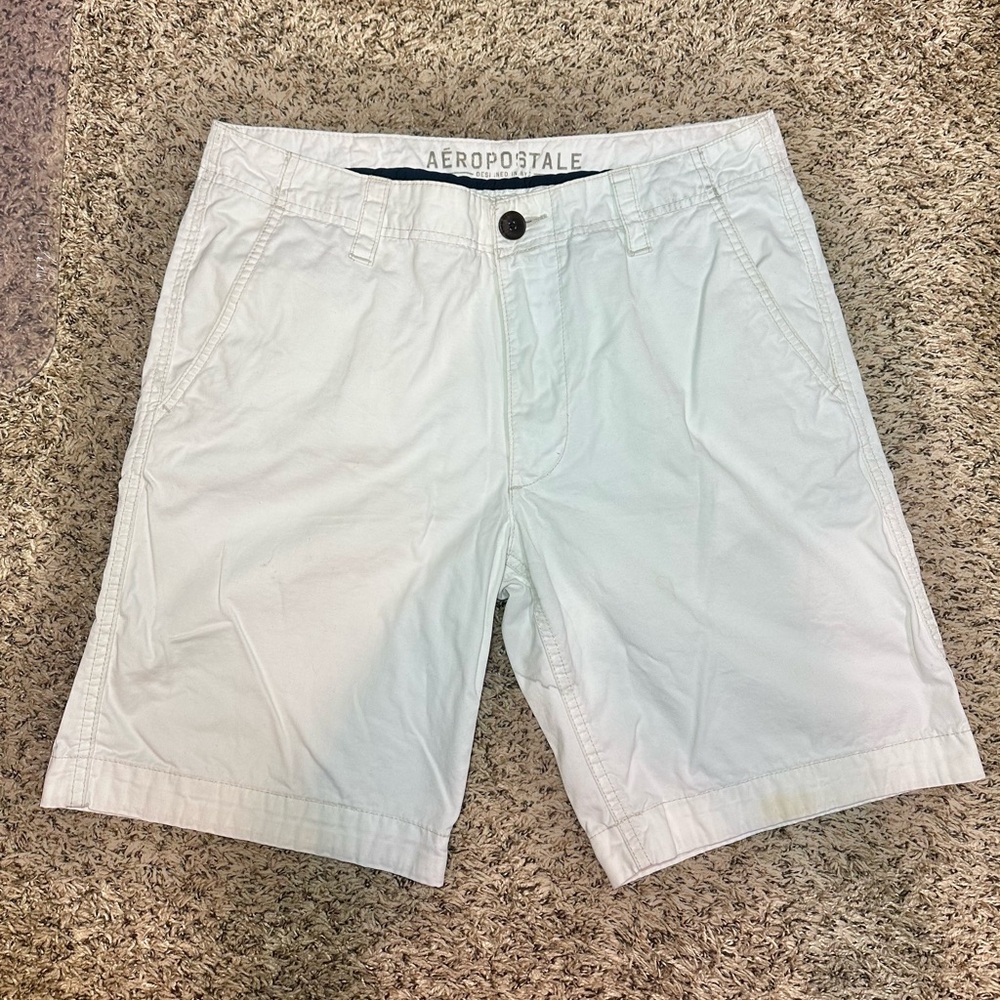 Aeropostale Chino Shorts Mens Size 32 Beige Casual Y2K Retro Style 100% Cotton